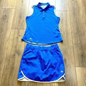 Adidas Women's Blue Sleeveless Polo and Skirt Set